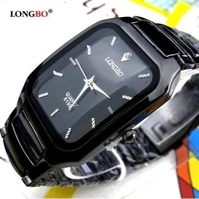Marke Mann Frau Liebhaber Clocsk Full Black Edelstahl Quarz-Armbanduhr Faltschließe Geschenk Kleid Uhren