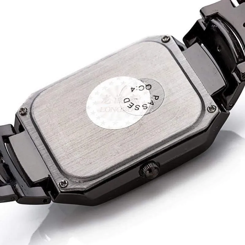 Marke Mann Frau Liebhaber Clocsk Full Black Edelstahl Quarz-Armbanduhr Faltschließe Geschenk Kleid Uhren