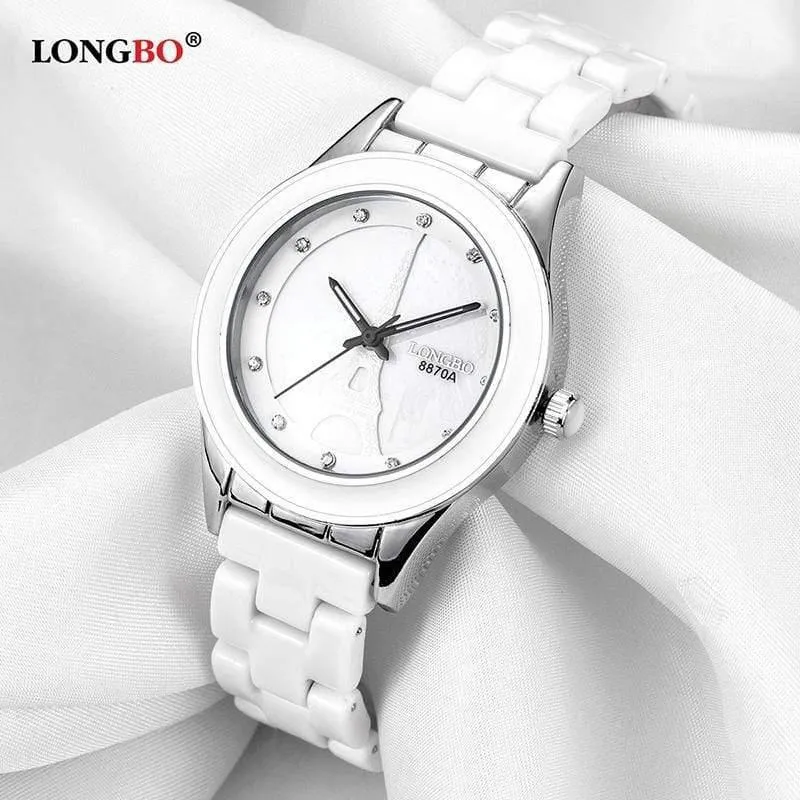 Marke Männer Frauen Luxus Paar Liebhaber Armbanduhren Mode Genf Uhr Keramik Weiß Gold Strap Uhr Reloj Mujer