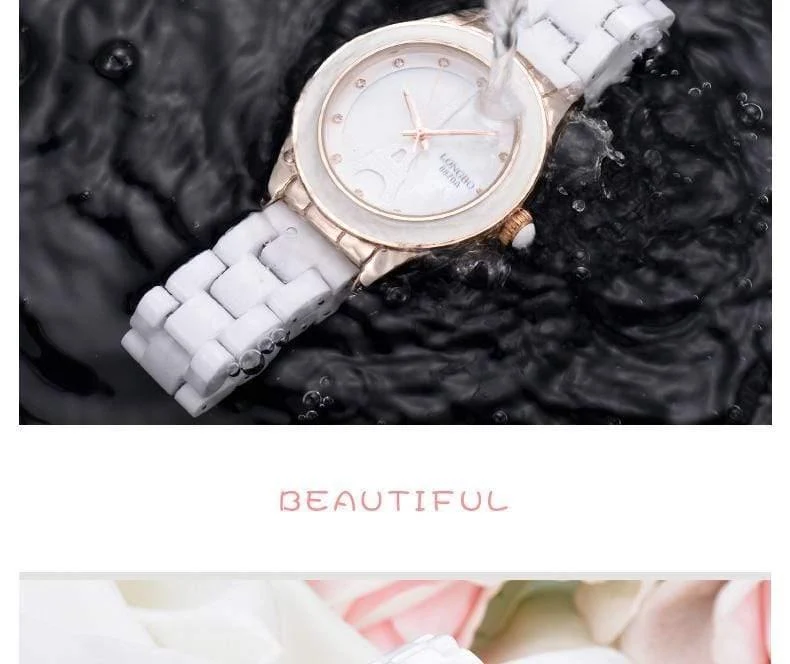 Marke Männer Frauen Luxus Paar Liebhaber Armbanduhren Mode Genf Uhr Keramik Weiß Gold Strap Uhr Reloj Mujer