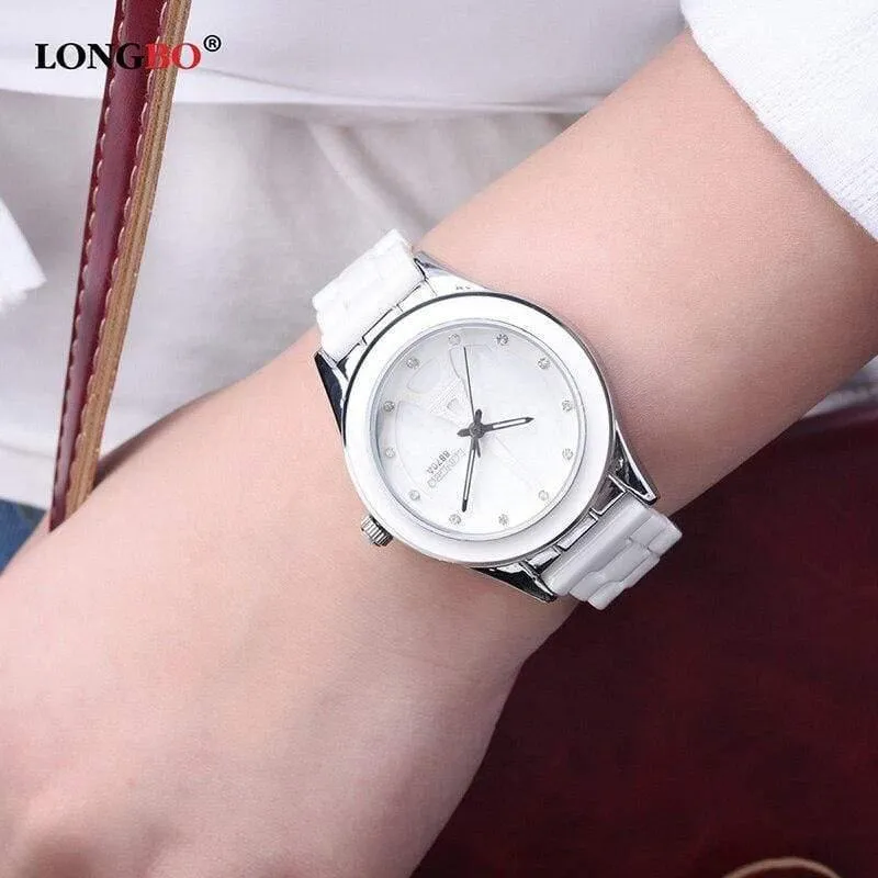 Marke Männer Frauen Luxus Paar Liebhaber Armbanduhren Mode Genf Uhr Keramik Weiß Gold Strap Uhr Reloj Mujer
