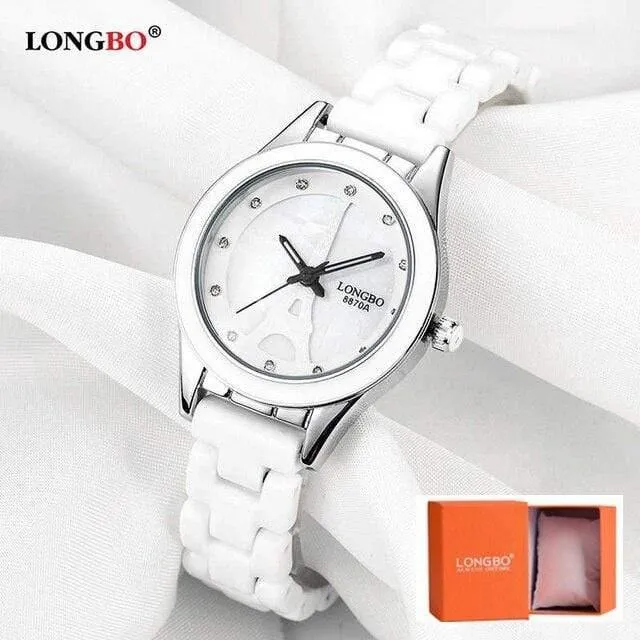 Marke Männer Frauen Luxus Paar Liebhaber Armbanduhren Mode Genf Uhr Keramik Weiß Gold Strap Uhr Reloj Mujer