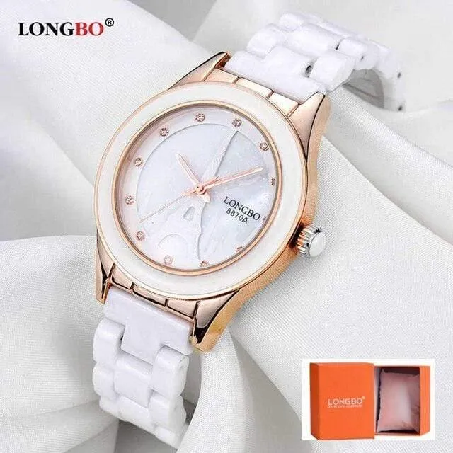Marke Männer Frauen Luxus Paar Liebhaber Armbanduhren Mode Genf Uhr Keramik Weiß Gold Strap Uhr Reloj Mujer