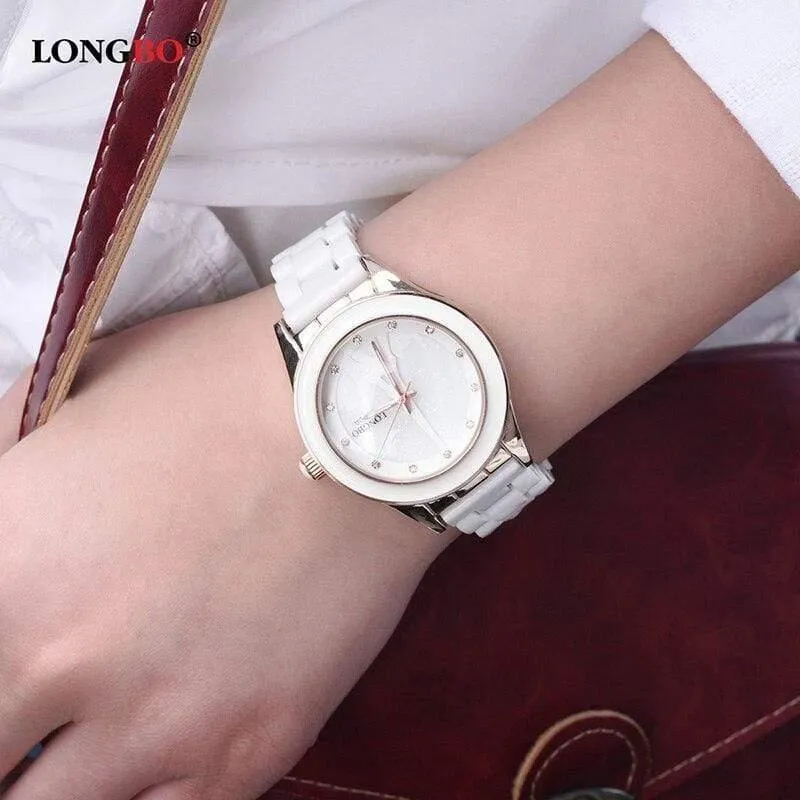 Marke Männer Frauen Luxus Paar Liebhaber Armbanduhren Mode Genf Uhr Keramik Weiß Gold Strap Uhr Reloj Mujer
