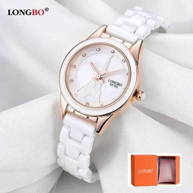 Marke Männer Frauen Luxus Paar Liebhaber Armbanduhren Mode Genf Uhr Keramik Weiß Gold Strap Uhr Reloj Mujer