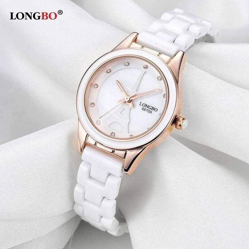 Marke Männer Frauen Luxus Paar Liebhaber Armbanduhren Mode Genf Uhr Keramik Weiß Gold Strap Uhr Reloj Mujer