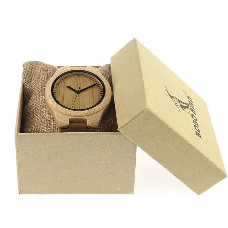 Simplicity Lovers‘ Holzuhren, handgefertigte Bambus-Quarzuhr mit Lederarmband für Männer und Frauen als Geschenkartikel