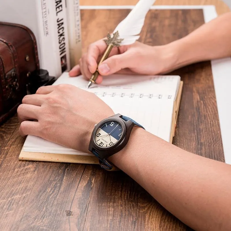 Entwerfen Sie hölzerne Mann-Frauen-Uhr-Liebhaber-Quarz-Armbanduhren Große Geschenke im hölzernen Kasten-Tropfen-Verschiffen W-R29