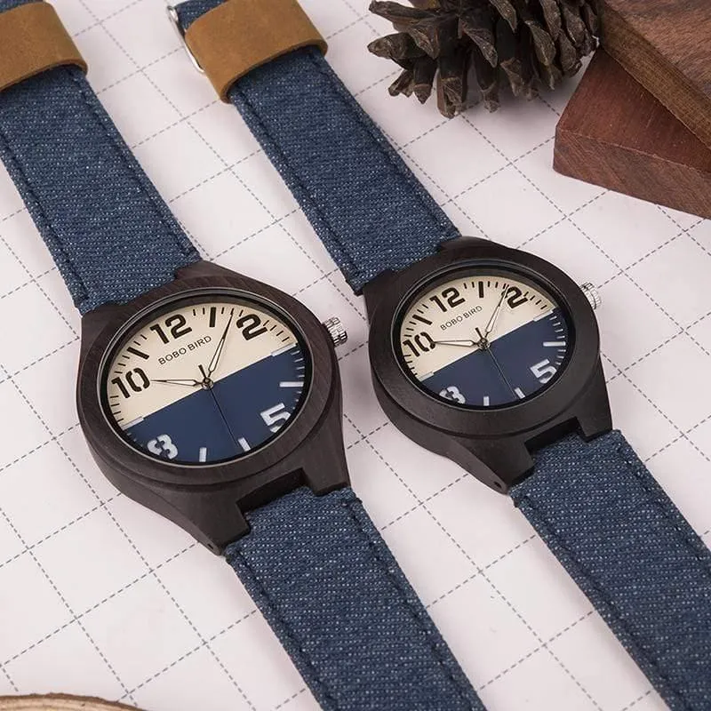 Entwerfen Sie hölzerne Mann-Frauen-Uhr-Liebhaber-Quarz-Armbanduhren Große Geschenke im hölzernen Kasten-Tropfen-Verschiffen W-R29
