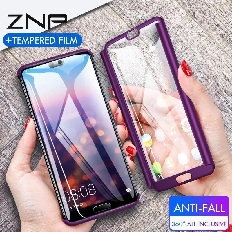 ZNP 360 Volle Abdeckung Telefon Fall Für Huawei Y6 Y5 y7 2018 Fall Für Huawei Y7 Y6 Prime Schutzhülle Y5 y7 2017 Shell Mit Glas