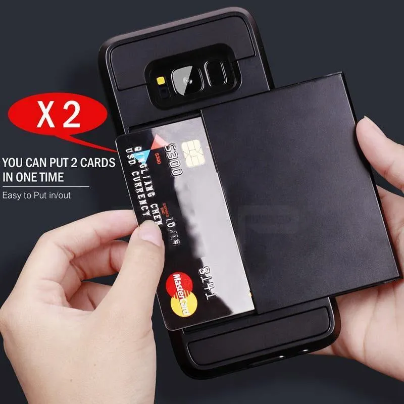 ZNP Armor Slide Kartenhalter-Telefonhülle für Samsung Galaxy S9 S8 Plus S7 S6 Edge Vollständige Abdeckung für Samsung Note 9 8 A3 A5 A7 Hüllen