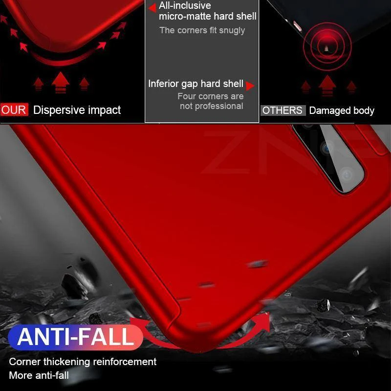 ZNP 360 Stoßfeste Handyhülle für Samsung Galaxy A3 A5 2017 A7 2018 A8 Plus Vollständige Abdeckung für Samsung J4 J6 Plus Hülle + Glas