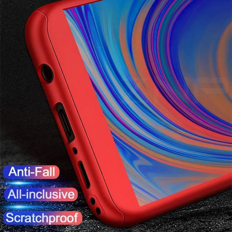 ZNP 360 Stoßfeste Handyhülle für Samsung Galaxy A3 A5 2017 A7 2018 A8 Plus Vollständige Abdeckung für Samsung J4 J6 Plus Hülle + Glas