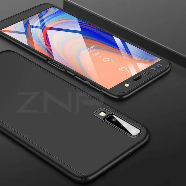 ZNP 360 Stoßfeste Handyhülle für Samsung Galaxy A3 A5 2017 A7 2018 A8 Plus Vollständige Abdeckung für Samsung J4 J6 Plus Hülle + Glas