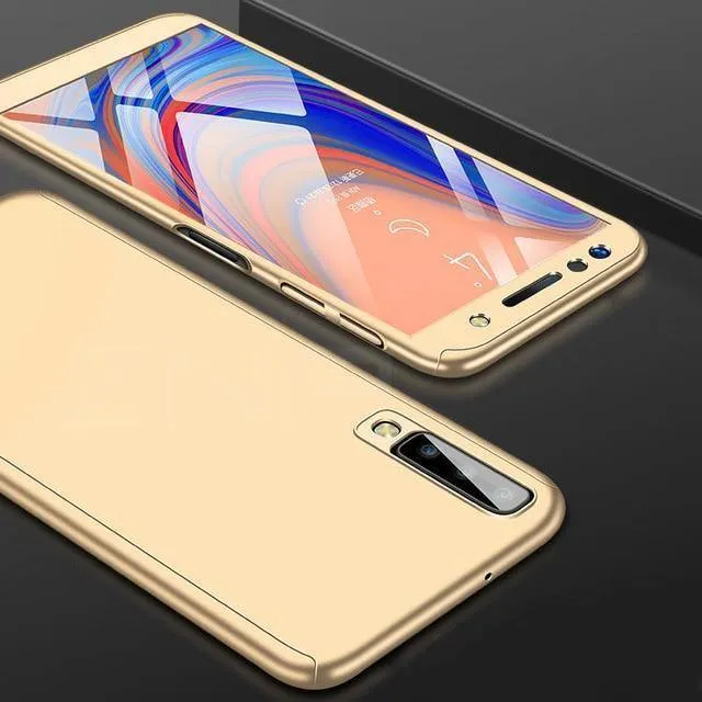 ZNP 360 Stoßfeste Handyhülle für Samsung Galaxy A3 A5 2017 A7 2018 A8 Plus Vollständige Abdeckung für Samsung J4 J6 Plus Hülle + Glas