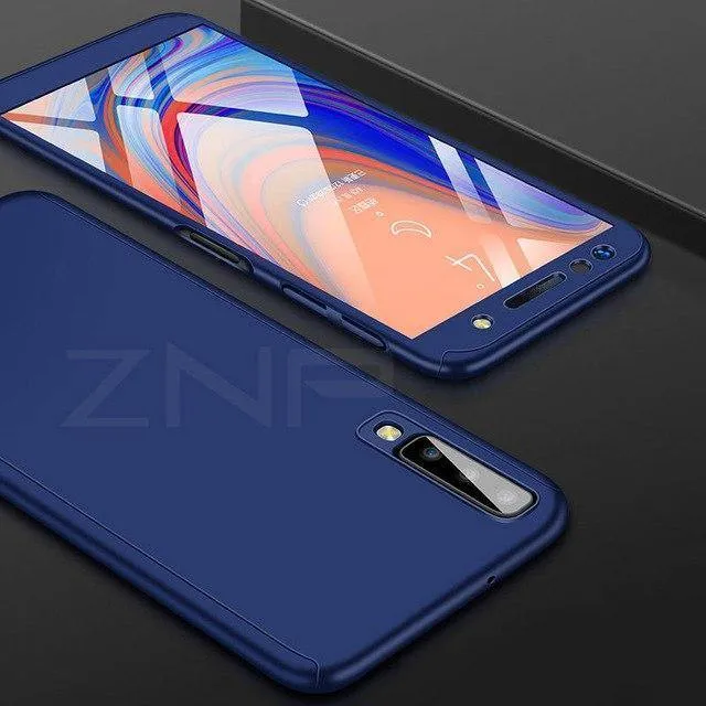 ZNP 360 Stoßfeste Handyhülle für Samsung Galaxy A3 A5 2017 A7 2018 A8 Plus Vollständige Abdeckung für Samsung J4 J6 Plus Hülle + Glas