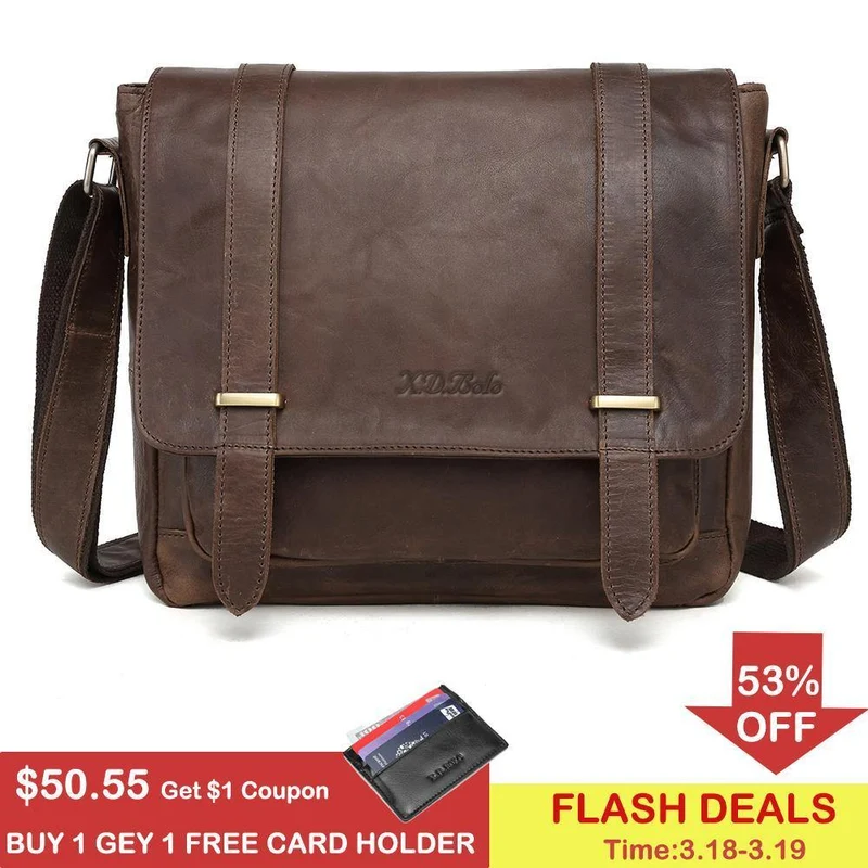 Umhängetasche Männer Echtes Leder männer Schulter Taschen Rindsleder Lässige Umhängetaschen Crazy Horse Männer Tasche für Männliche