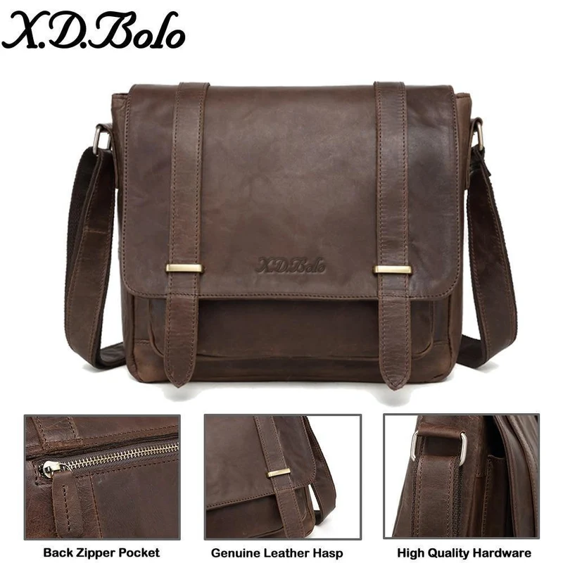 Umhängetasche Männer Echtes Leder männer Schulter Taschen Rindsleder Lässige Umhängetaschen Crazy Horse Männer Tasche für Männliche