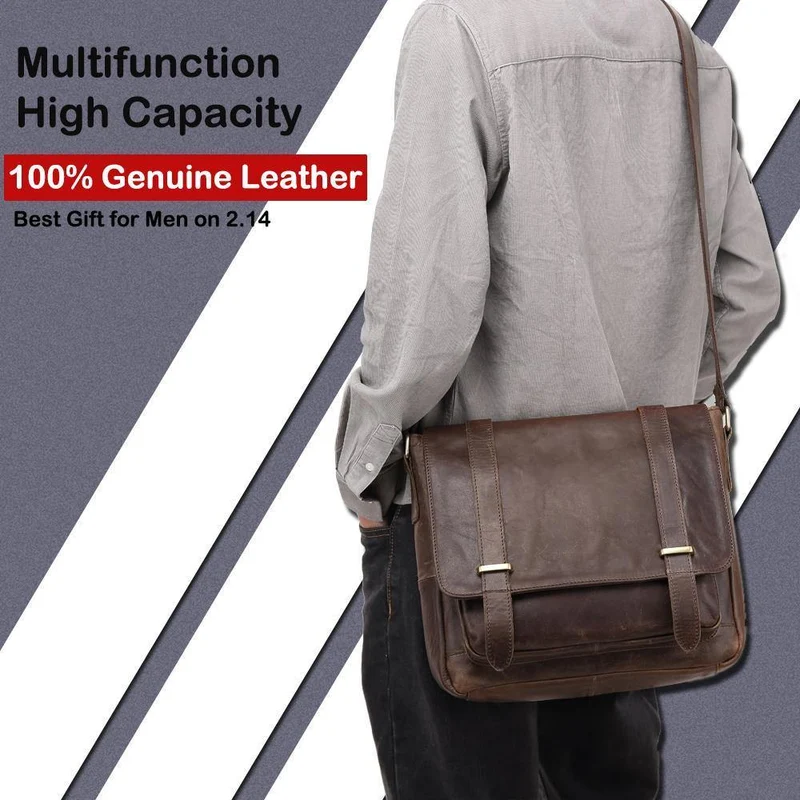 Umhängetasche Männer Echtes Leder männer Schulter Taschen Rindsleder Lässige Umhängetaschen Crazy Horse Männer Tasche für Männliche