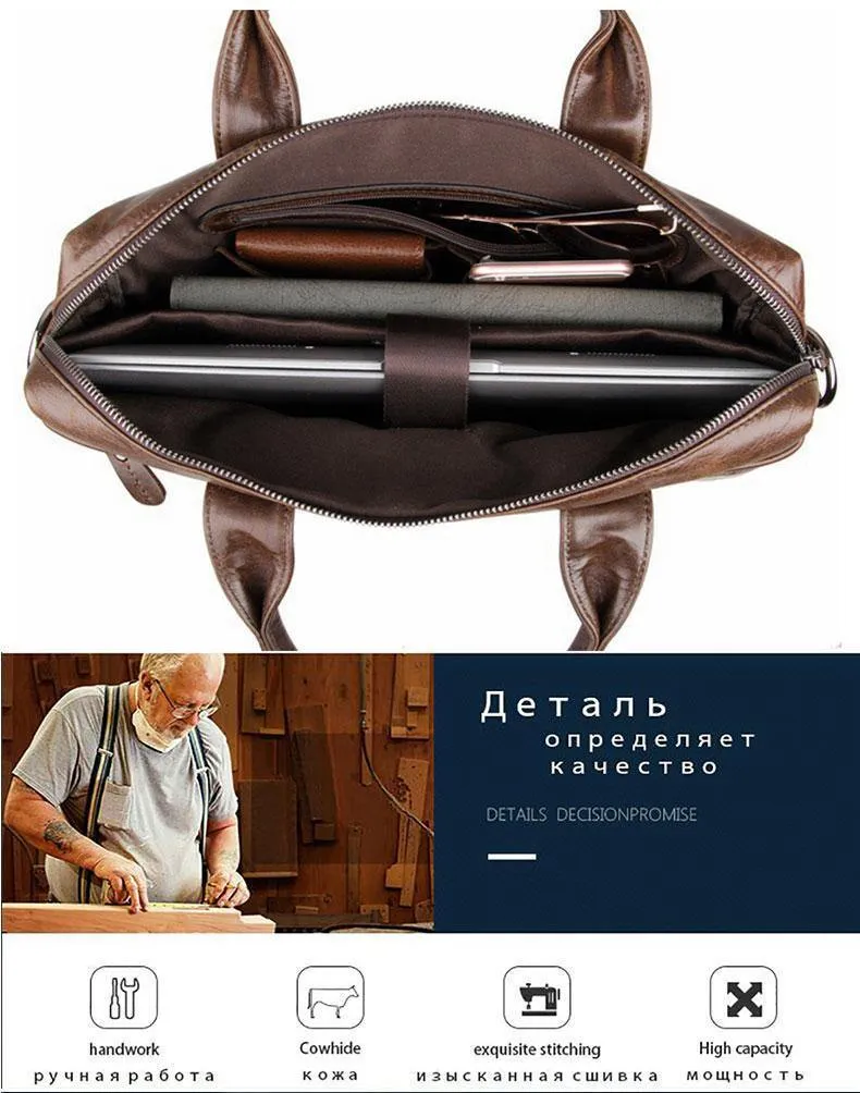 Herren Reisetasche 100% Echtleder Herrentasche Vintage Herren Messenger Bag Herren Aktentasche Laptop Business Aktentasche