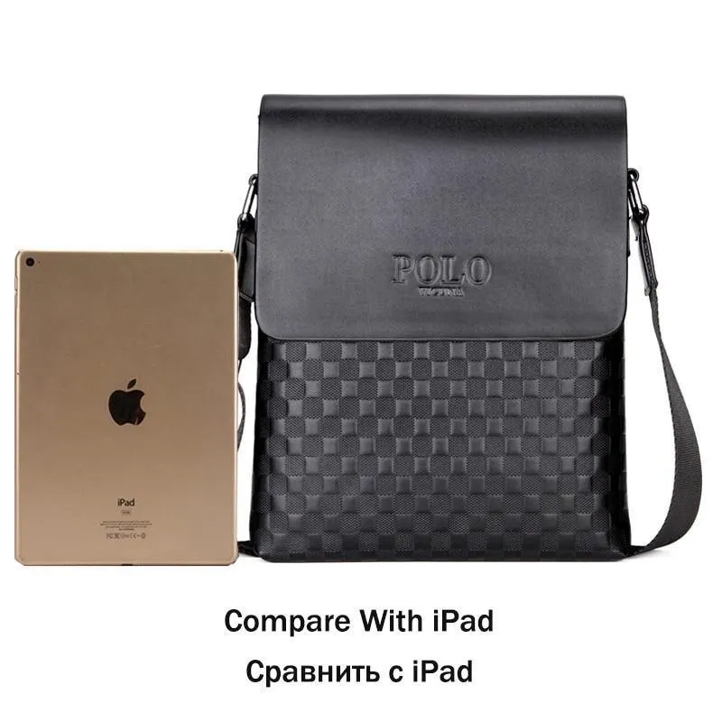 Leder Plaid Muster männer Schulter Taschen Vintage Business Mann Tasche Umhängetasche Für Männer Einfache Casual Messenger Tasche