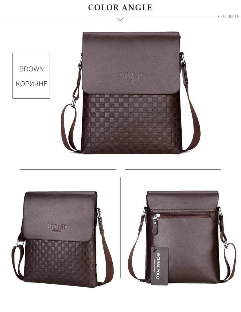 Leder Plaid Muster männer Schulter Taschen Vintage Business Mann Tasche Umhängetasche Für Männer Einfache Casual Messenger Tasche