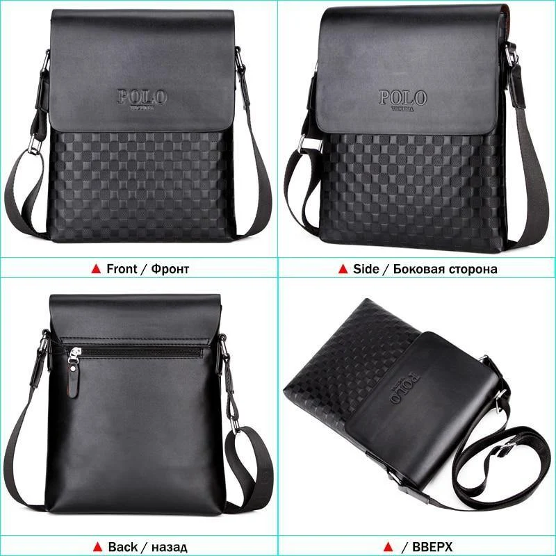 Leder Plaid Muster männer Schulter Taschen Vintage Business Mann Tasche Umhängetasche Für Männer Einfache Casual Messenger Tasche