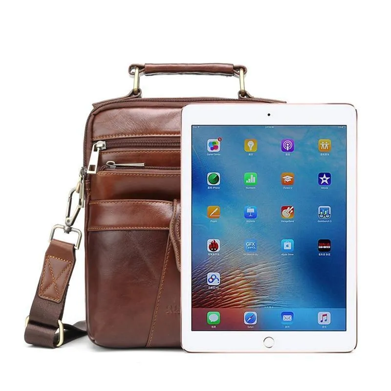 Echtes Leder Messenger Bags für Männer Umhängetasche Business Aktentasche Umhängetasche Herren Totes Geldbörse iPad Handtaschen
