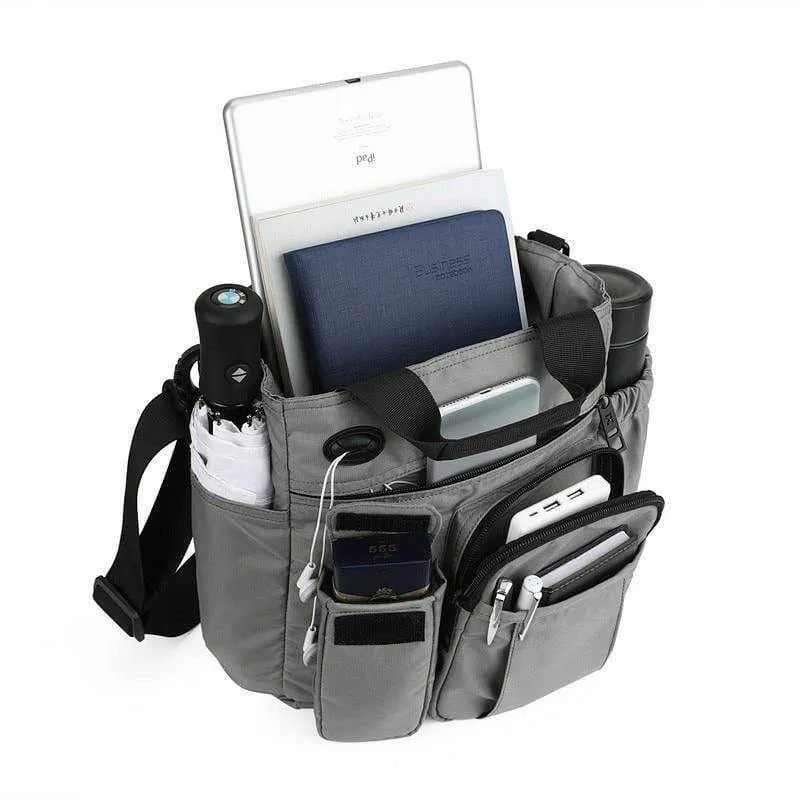 Männer Multifunktionale Schulter Messenger Tasche mit Kopfhörer Loch Wasserdichte Nylon Reise Handtasche Große Kapazität Lagerung Taschen XA11C