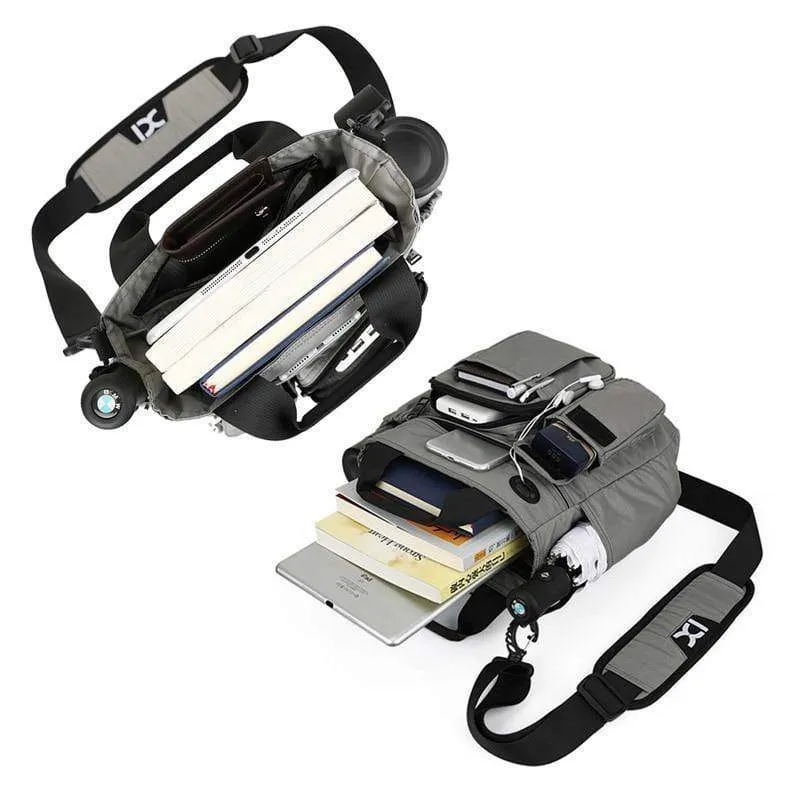 Männer Multifunktionale Schulter Messenger Tasche mit Kopfhörer Loch Wasserdichte Nylon Reise Handtasche Große Kapazität Lagerung Taschen XA11C