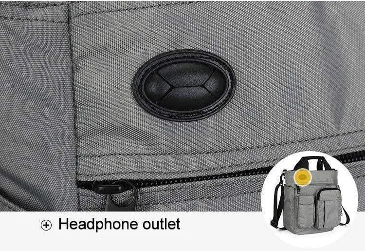 Männer Multifunktionale Schulter Messenger Tasche mit Kopfhörer Loch Wasserdichte Nylon Reise Handtasche Große Kapazität Lagerung Taschen XA11C
