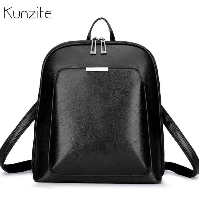 Frauen Rucksack Schultaschen für Mädchen im Teenageralter Umhängetasche Weibliche Ölwachs Leder Rucksäcke Mochilas