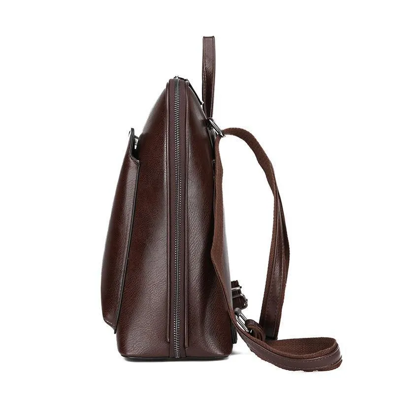Frauen Rucksack Schultaschen für Mädchen im Teenageralter Umhängetasche Weibliche Ölwachs Leder Rucksäcke Mochilas
