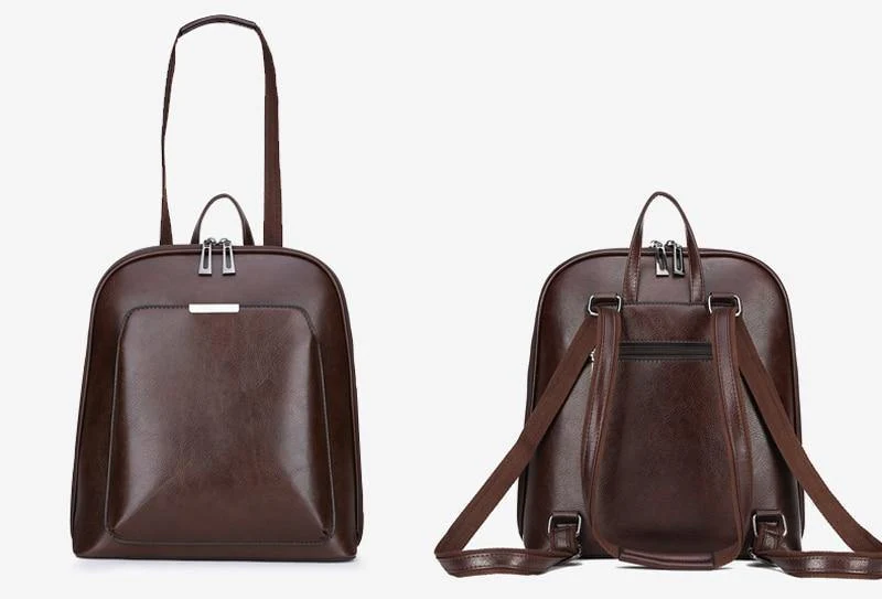 Frauen Rucksack Schultaschen für Mädchen im Teenageralter Umhängetasche Weibliche Ölwachs Leder Rucksäcke Mochilas