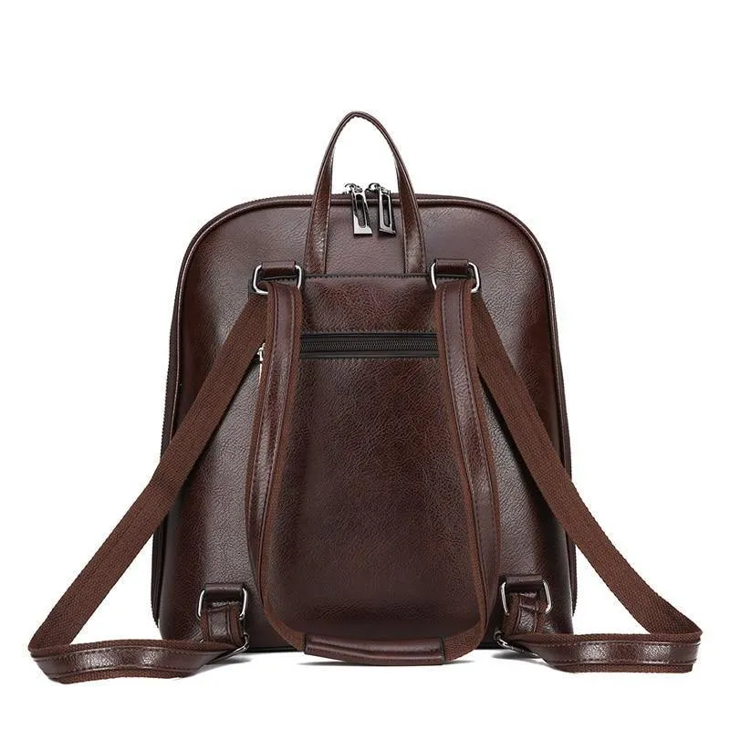 Frauen Rucksack Schultaschen für Mädchen im Teenageralter Umhängetasche Weibliche Ölwachs Leder Rucksäcke Mochilas