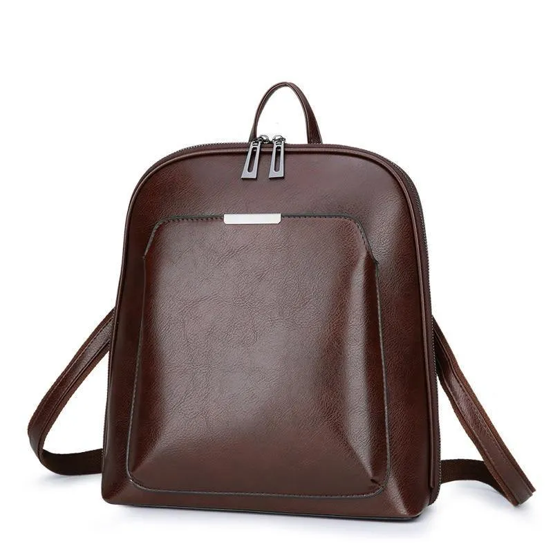 Frauen Rucksack Schultaschen für Mädchen im Teenageralter Umhängetasche Weibliche Ölwachs Leder Rucksäcke Mochilas