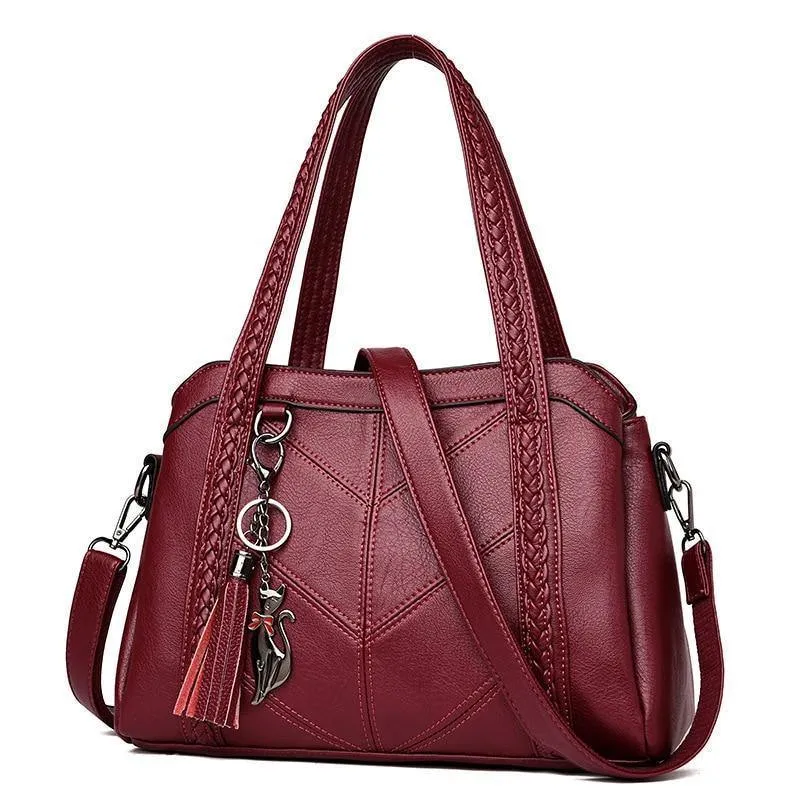 Damen Handtasche aus echtem Leder Tragetaschen Quaste Luxus Damen Schultertaschen Damen Lederhandtaschen Damen Mode Taschen 2018