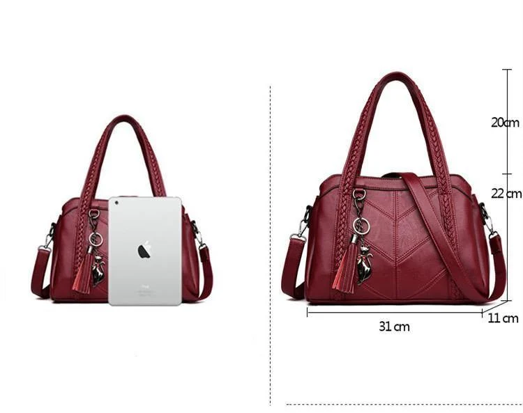 Damen Handtasche aus echtem Leder Tragetaschen Quaste Luxus Damen Schultertaschen Damen Lederhandtaschen Damen Mode Taschen 2018