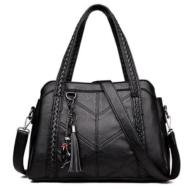 Damen Handtasche aus echtem Leder Tragetaschen Quaste Luxus Damen Schultertaschen Damen Lederhandtaschen Damen Mode Taschen 2018
