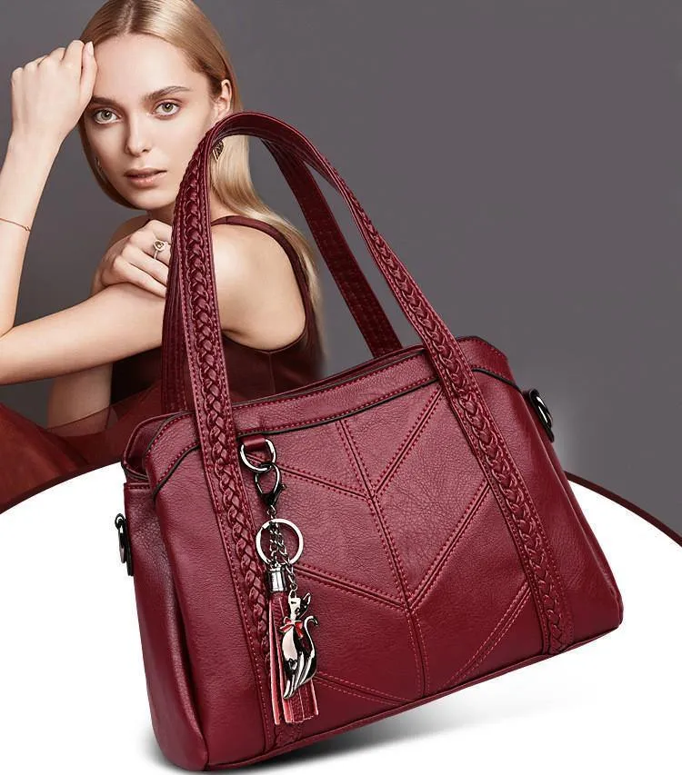 Damen Handtasche aus echtem Leder Tragetaschen Quaste Luxus Damen Schultertaschen Damen Lederhandtaschen Damen Mode Taschen 2018