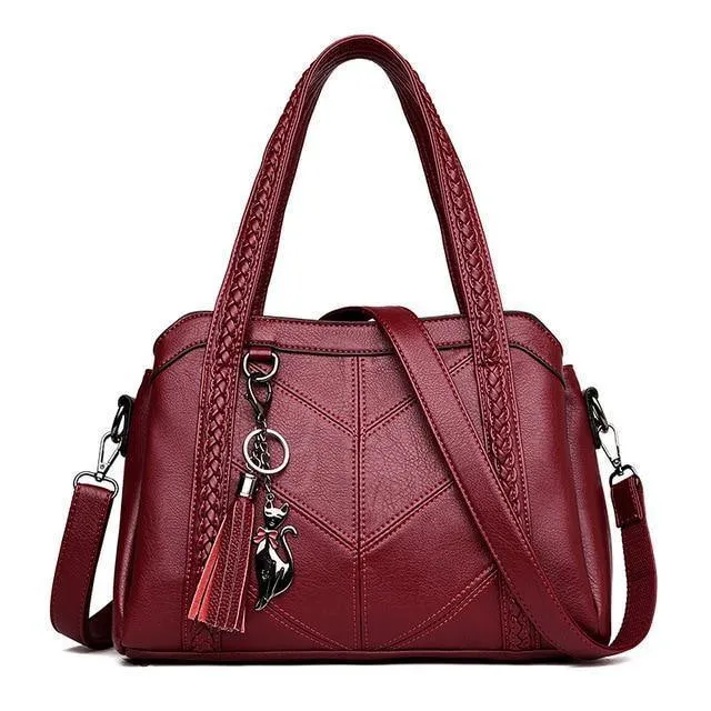 Damen Handtasche aus echtem Leder Tragetaschen Quaste Luxus Damen Schultertaschen Damen Lederhandtaschen Damen Mode Taschen 2018