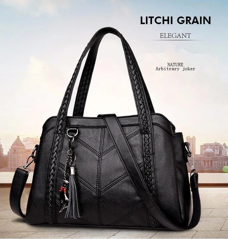 Damen Handtasche aus echtem Leder Tragetaschen Quaste Luxus Damen Schultertaschen Damen Lederhandtaschen Damen Mode Taschen 2018