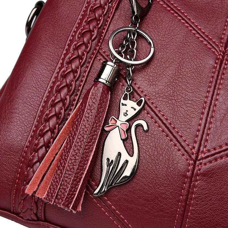 Damen Handtasche aus echtem Leder Tragetaschen Quaste Luxus Damen Schultertaschen Damen Lederhandtaschen Damen Mode Taschen 2018