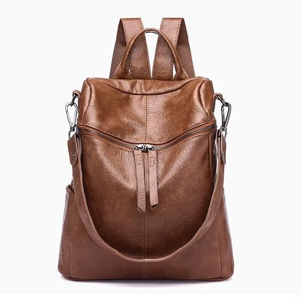 Frauen Rucksack PU Leder Daypack Mode Rucksäcke Weibliche Mochila Feminine Casual Große Kapazität Vintage Schulter Taschen