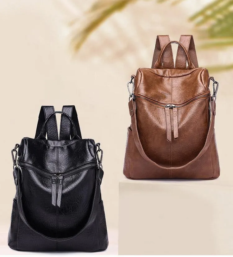 Frauen Rucksack PU Leder Daypack Mode Rucksäcke Weibliche Mochila Feminine Casual Große Kapazität Vintage Schulter Taschen