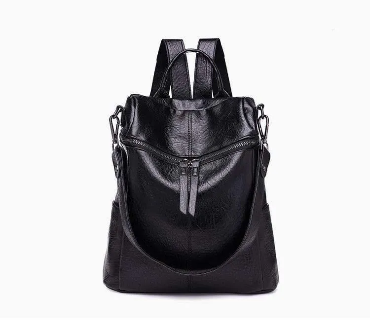 Frauen Rucksack PU Leder Daypack Mode Rucksäcke Weibliche Mochila Feminine Casual Große Kapazität Vintage Schulter Taschen