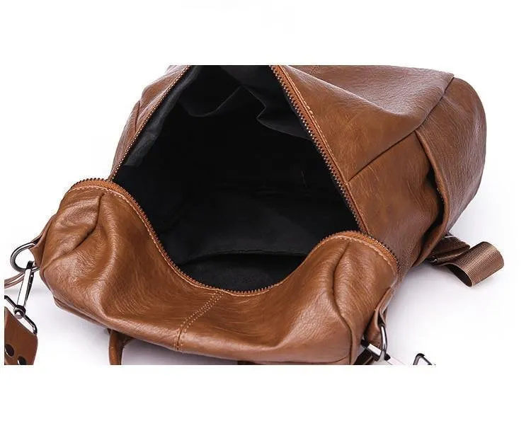 Frauen Rucksack PU Leder Daypack Mode Rucksäcke Weibliche Mochila Feminine Casual Große Kapazität Vintage Schulter Taschen