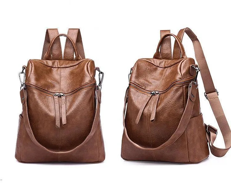 Frauen Rucksack PU Leder Daypack Mode Rucksäcke Weibliche Mochila Feminine Casual Große Kapazität Vintage Schulter Taschen