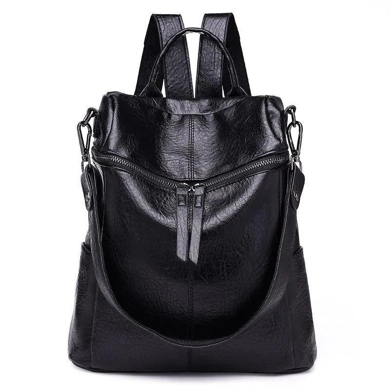 Frauen Rucksack PU Leder Daypack Mode Rucksäcke Weibliche Mochila Feminine Casual Große Kapazität Vintage Schulter Taschen