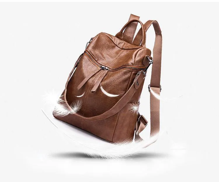 Frauen Rucksack PU Leder Daypack Mode Rucksäcke Weibliche Mochila Feminine Casual Große Kapazität Vintage Schulter Taschen